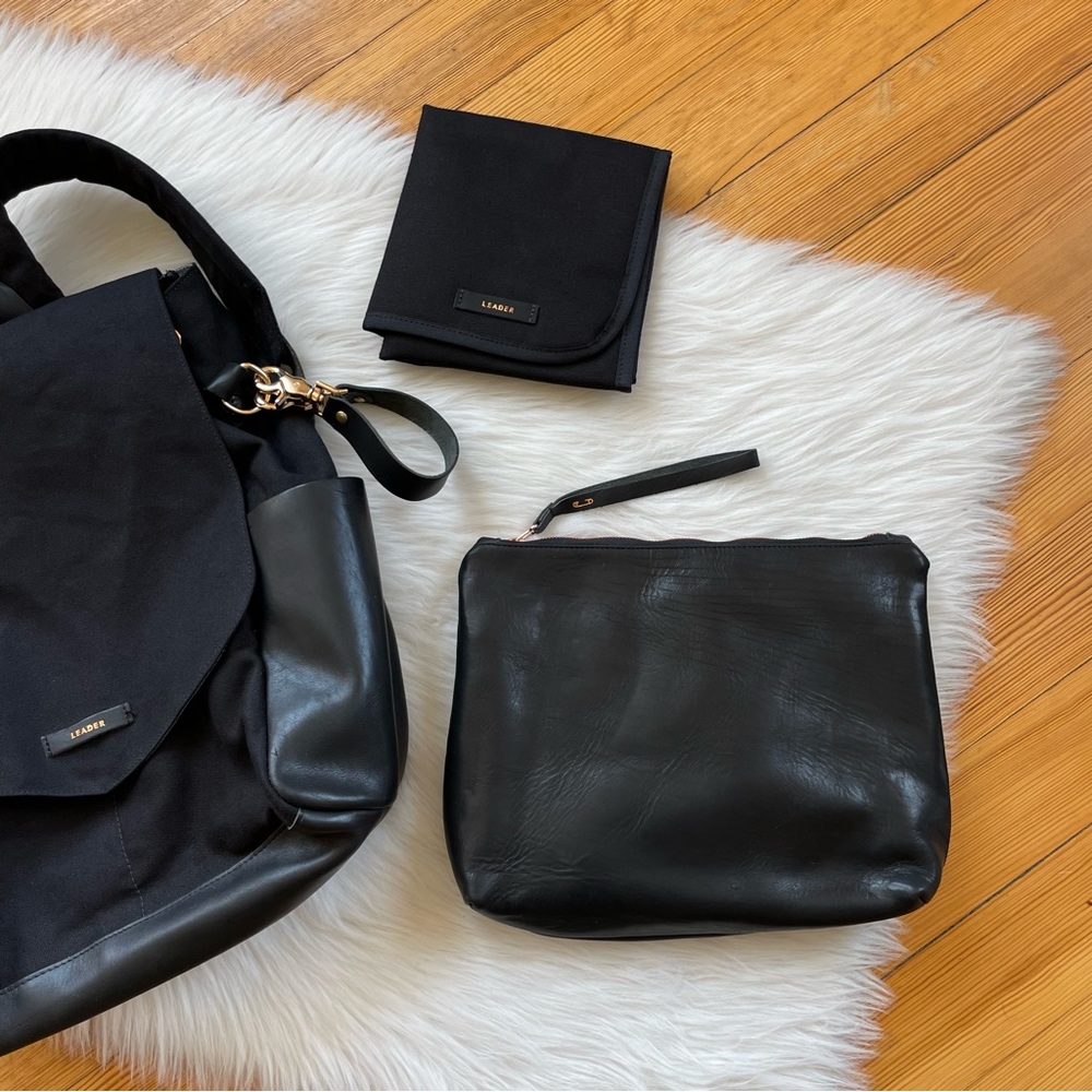 NEW Leader Bag Co leather and canvas backpack diaper bag - Picture 3 of 11